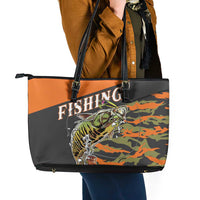 Bass Fishing Fisherman Leather Tote Bag Camouflag Pattern - Wonder Print Shop