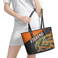 Bass Fishing Fisherman Leather Tote Bag Camouflag Pattern - Wonder Print Shop
