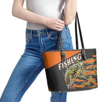 Bass Fishing Fisherman Leather Tote Bag Camouflag Pattern - Wonder Print Shop