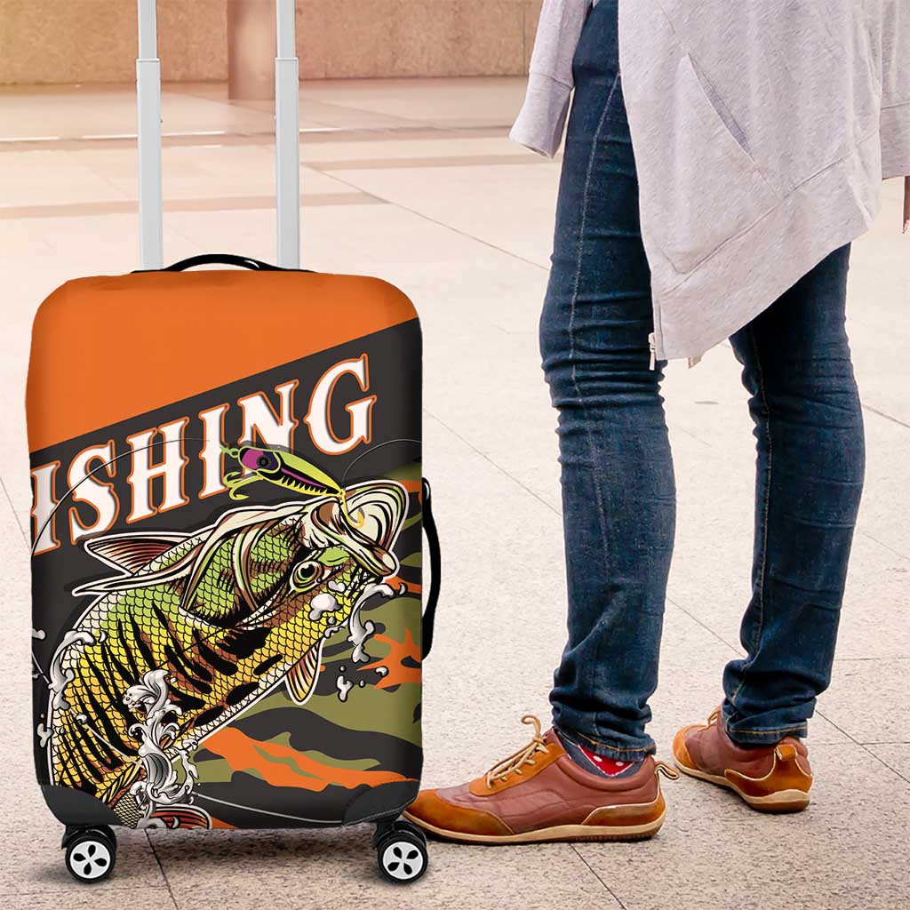 Bass Fishing Fisherman Luggage Cover Camouflag Pattern - Wonder Print Shop