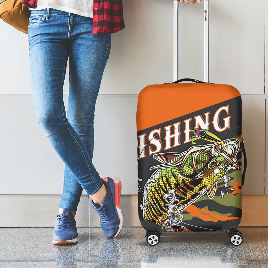 Bass Fishing Fisherman Luggage Cover Camouflag Pattern - Wonder Print Shop