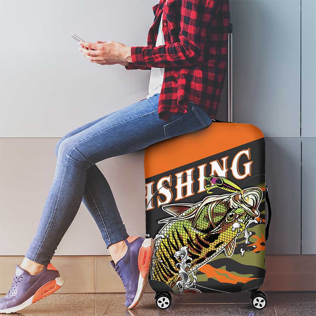 Bass Fishing Fisherman Luggage Cover Camouflag Pattern - Wonder Print Shop