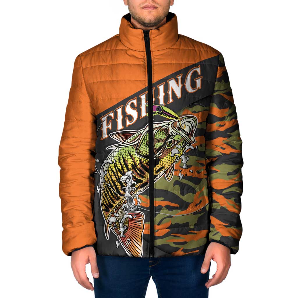 Bass Fishing Fisherman Padded Jacket Camouflag Pattern - Wonder Print Shop