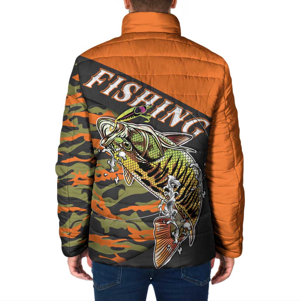 Bass Fishing Fisherman Padded Jacket Camouflag Pattern - Wonder Print Shop