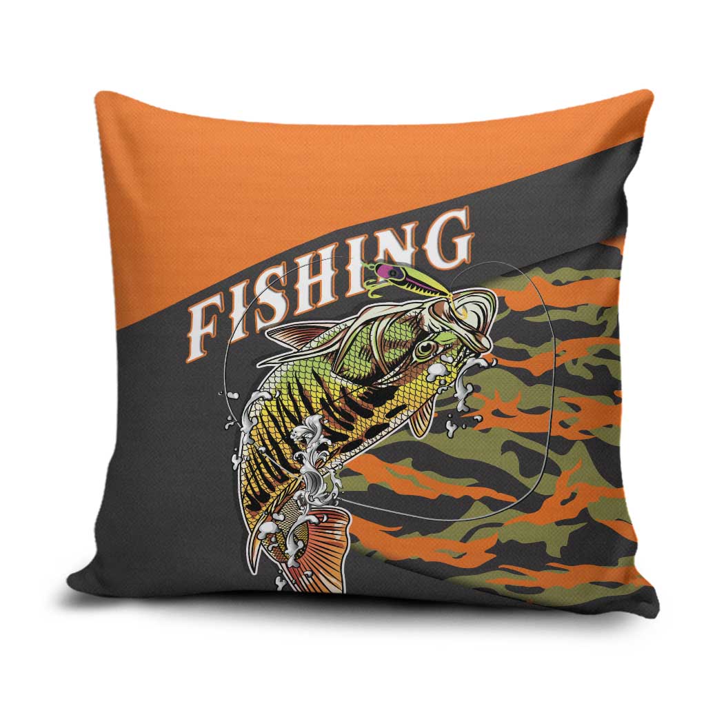 Bass Fishing Fisherman Pillow Cover Camouflag Pattern - Wonder Print Shop
