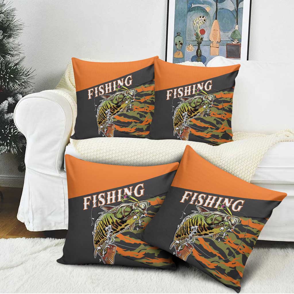 Bass Fishing Fisherman Pillow Cover Camouflag Pattern - Wonder Print Shop