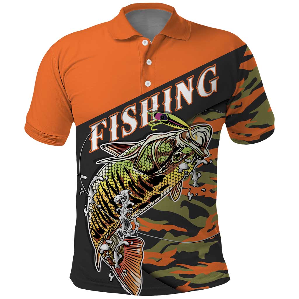 Bass Fishing Fisherman Polo Shirt Camouflag Pattern - Wonder Print Shop