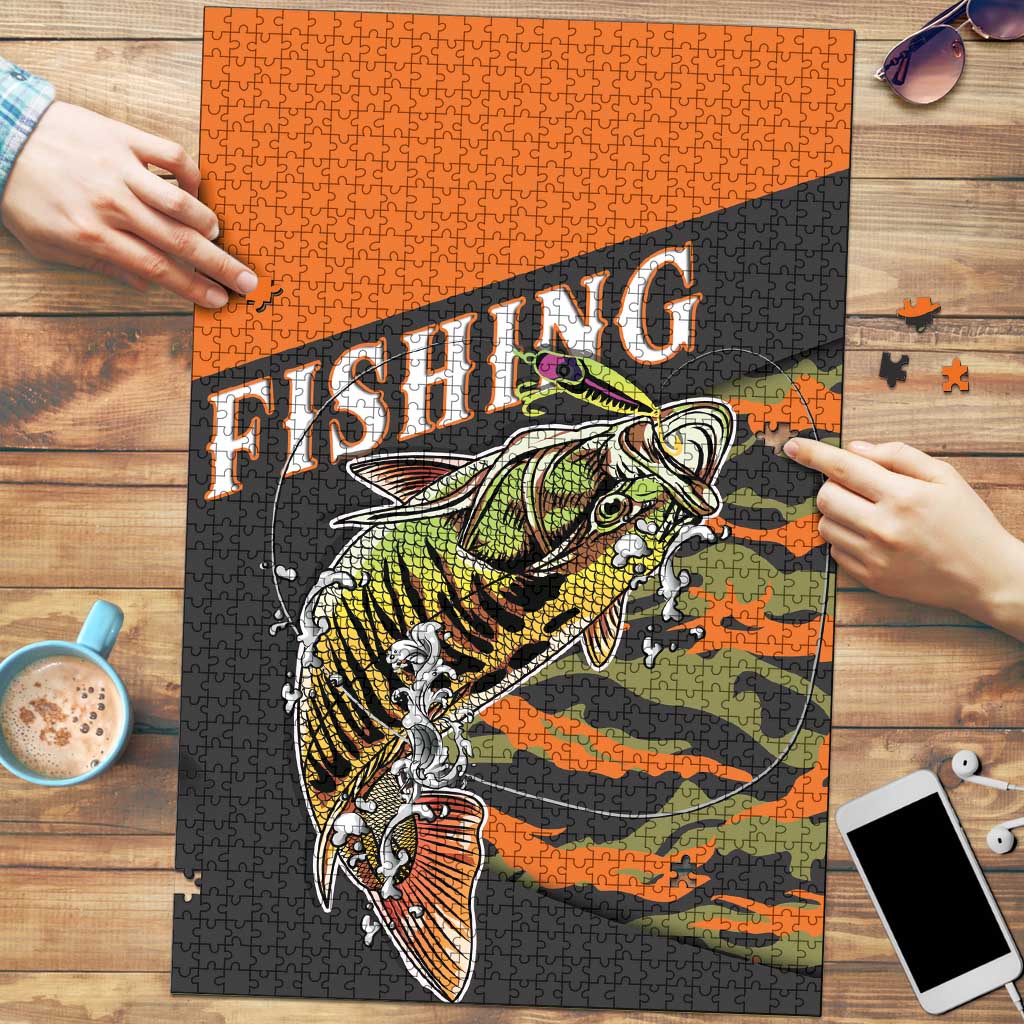 Bass Fishing Fisherman Puzzle Camouflag Pattern - Wonder Print Shop