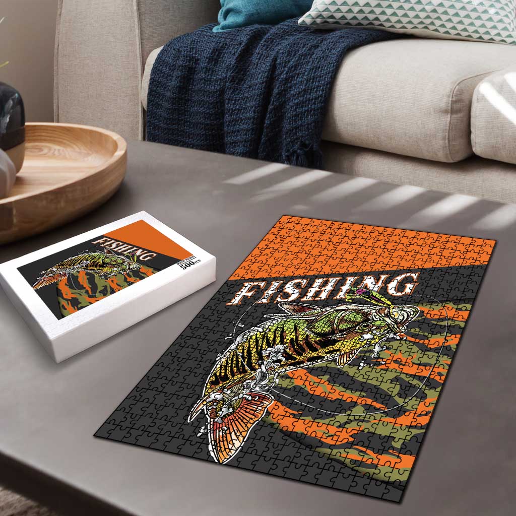Bass Fishing Fisherman Puzzle Camouflag Pattern - Wonder Print Shop