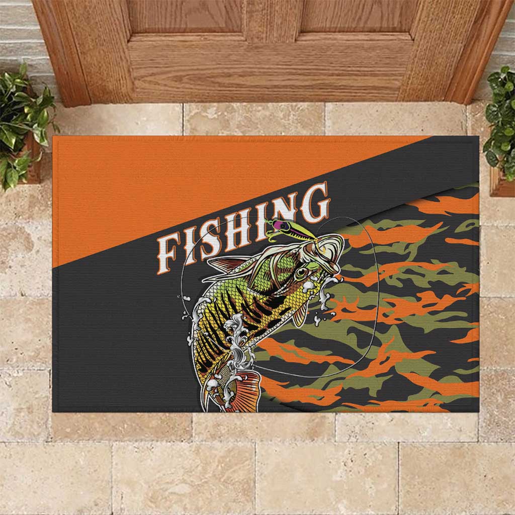 Bass Fishing Fisherman Rubber Doormat Camouflag Pattern - Wonder Print Shop