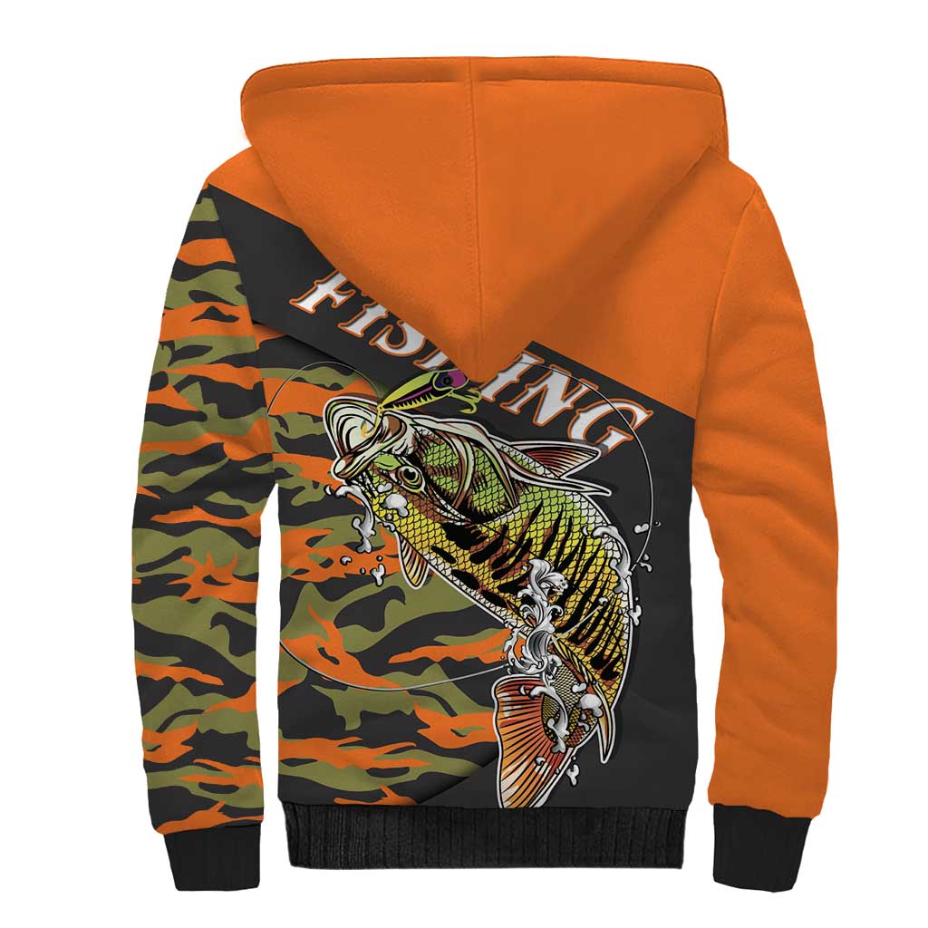 Bass Fishing Fisherman Sherpa Hoodie Camouflag Pattern - Wonder Print Shop