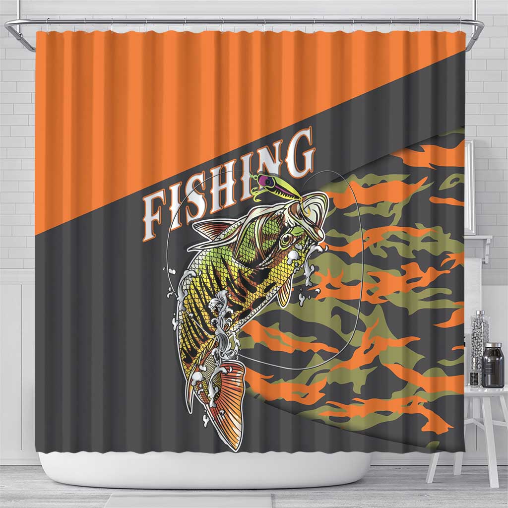 Bass Fishing Fisherman Shower Curtain Camouflag Pattern - Wonder Print Shop