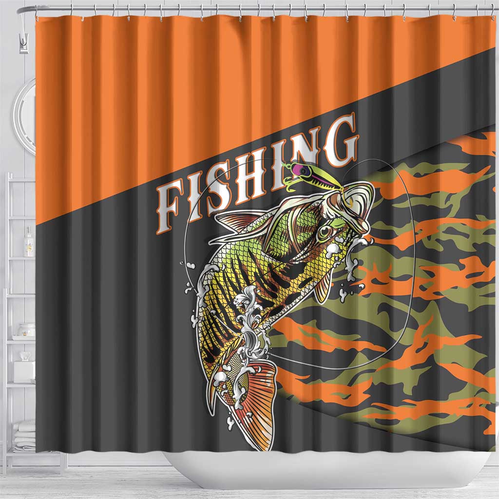 Bass Fishing Fisherman Shower Curtain Camouflag Pattern - Wonder Print Shop