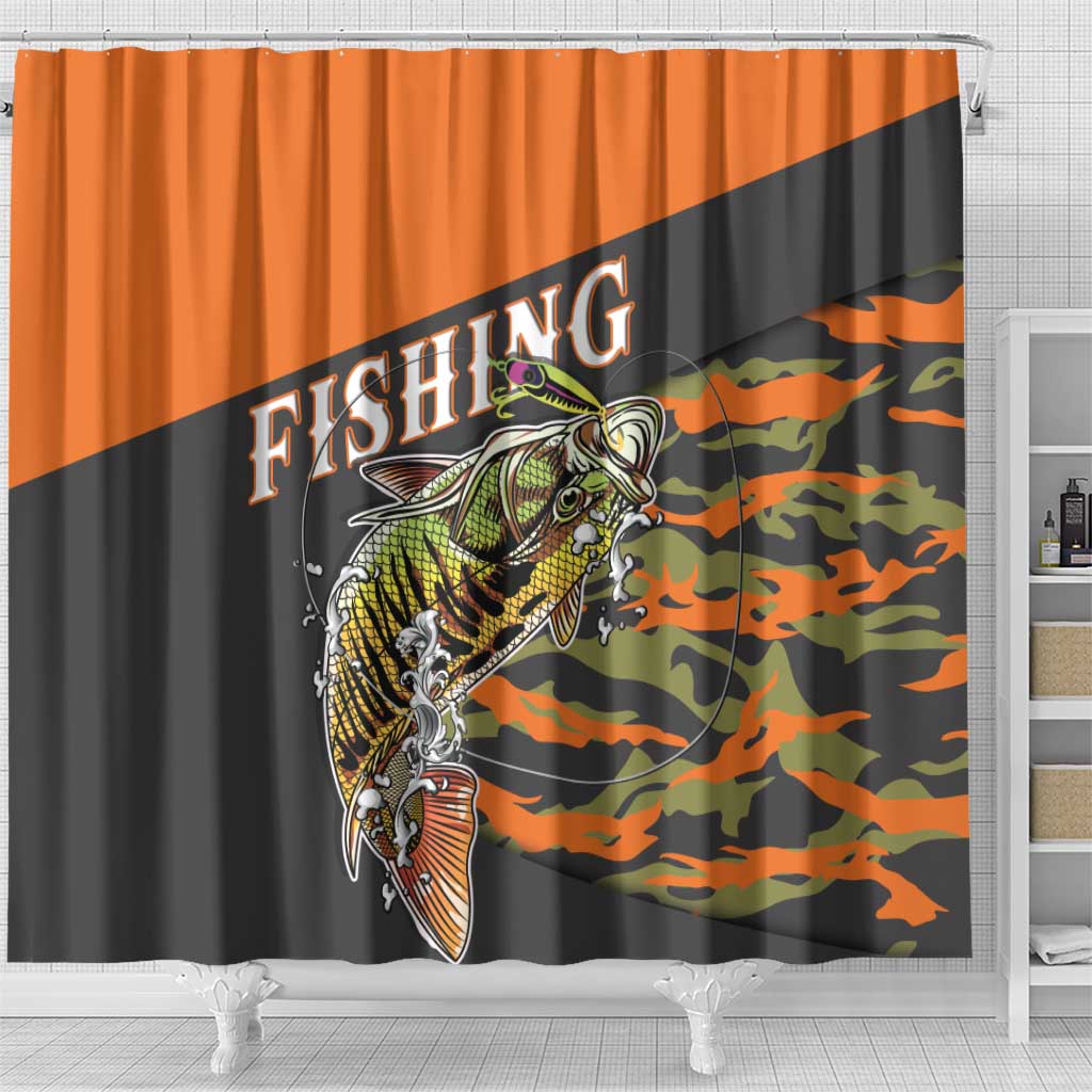 Bass Fishing Fisherman Shower Curtain Camouflag Pattern - Wonder Print Shop