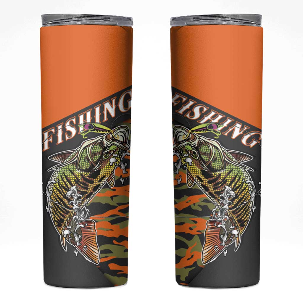 Bass Fishing Fisherman Skinny Tumbler Camouflag Pattern - Wonder Print Shop