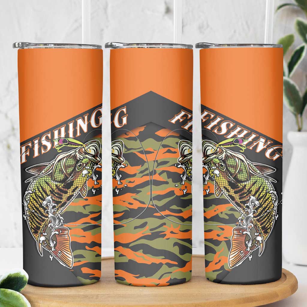 Bass Fishing Fisherman Skinny Tumbler Camouflag Pattern - Wonder Print Shop