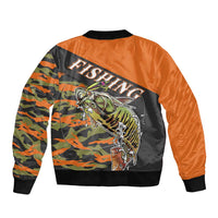 Bass Fishing Fisherman Sleeve Zip Bomber Jacket Camouflag Pattern - Wonder Print Shop