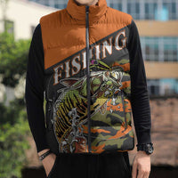 Bass Fishing Fisherman Sleeveless Puffer Jacket Camouflag Pattern - Wonder Print Shop