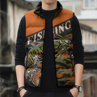 Bass Fishing Fisherman Sleeveless Puffer Jacket Camouflag Pattern - Wonder Print Shop