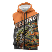 Bass Fishing Fisherman Sleeveless Zip Hoodie Camouflag Pattern - Wonder Print Shop