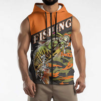 Bass Fishing Fisherman Sleeveless Zip Hoodie Camouflag Pattern - Wonder Print Shop