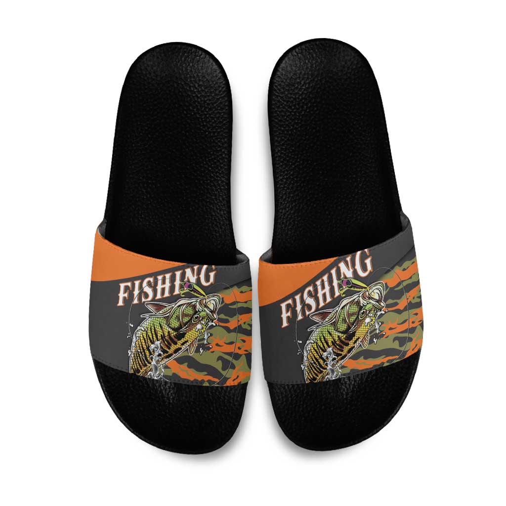 Bass Fishing Fisherman Slide Sandals Camouflag Pattern - Wonder Print Shop