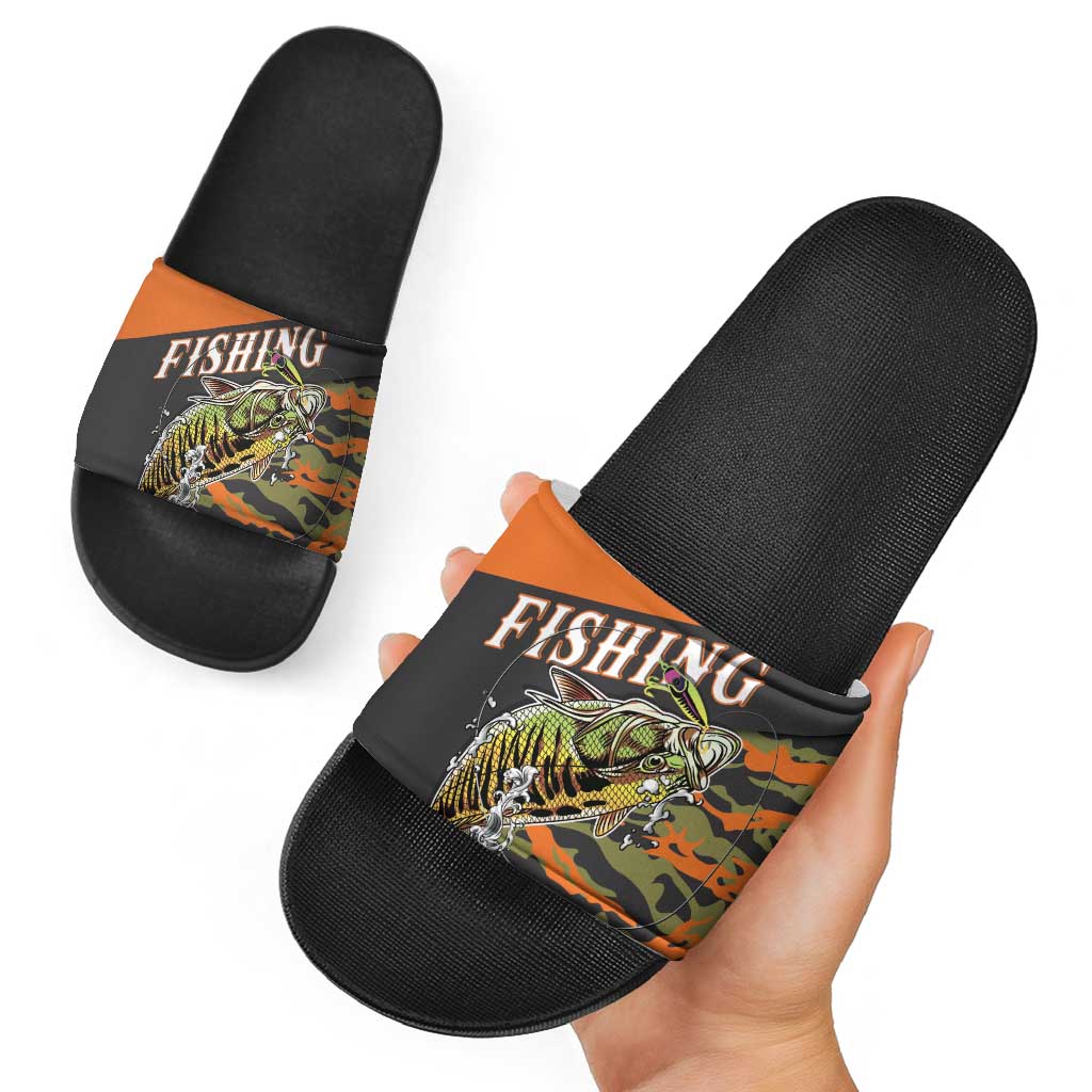 Bass Fishing Fisherman Slide Sandals Camouflag Pattern - Wonder Print Shop