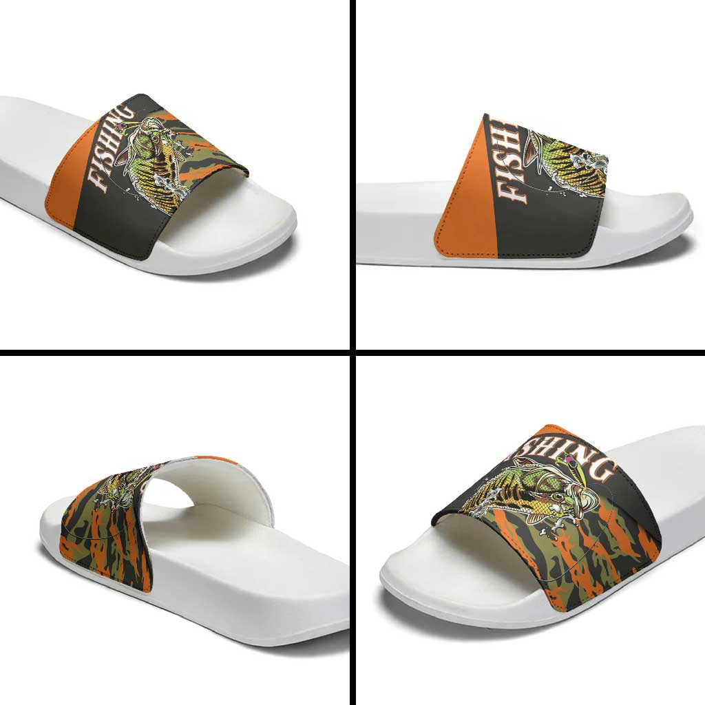 Bass Fishing Fisherman Slide Sandals Camouflag Pattern - Wonder Print Shop