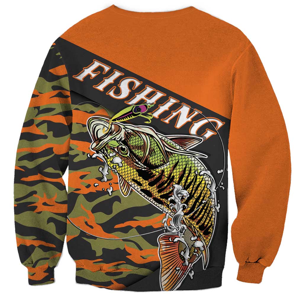 Bass Fishing Fisherman Sweatshirt Camouflag Pattern - Wonder Print Shop