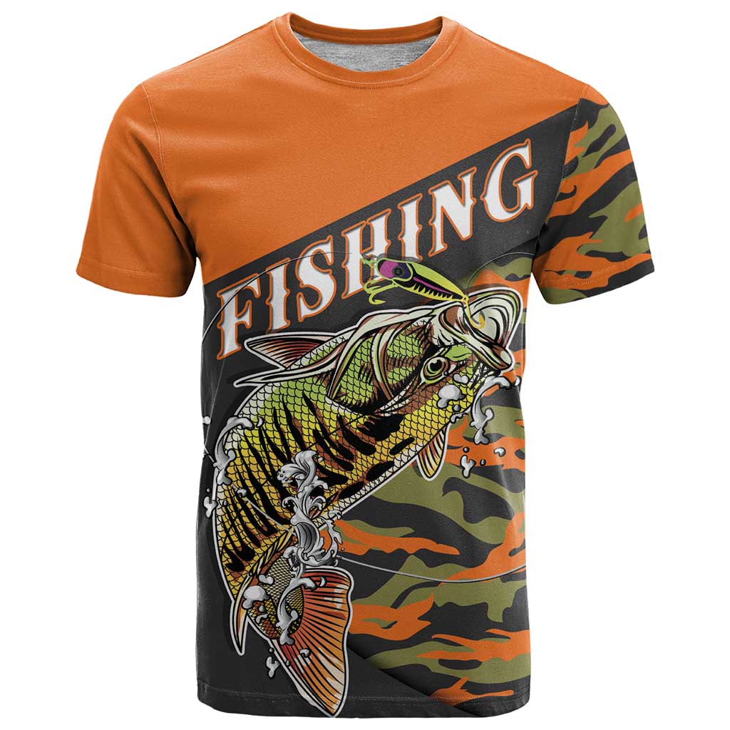 Bass Fishing Fisherman T Shirt Camouflag Pattern - Wonder Print Shop