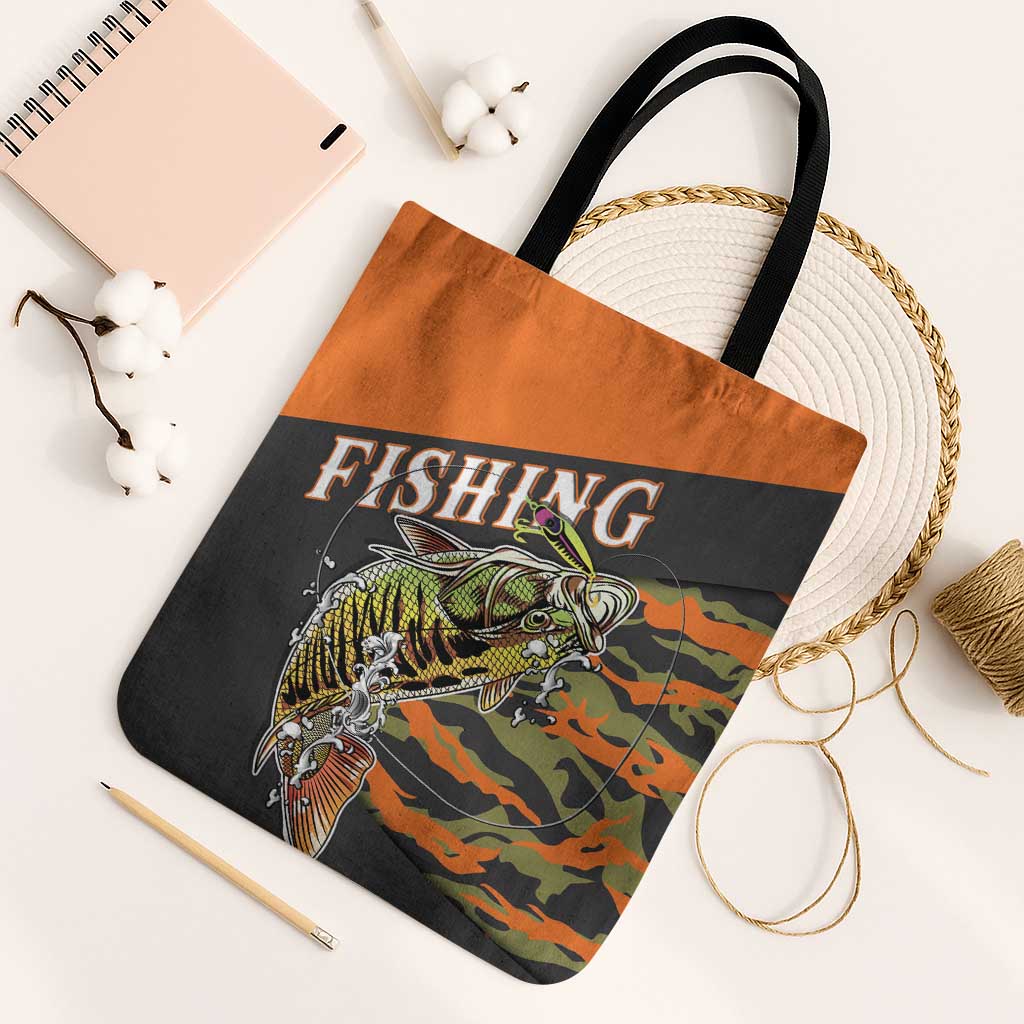 Bass Fishing Fisherman Tote Bag Camouflag Pattern - Wonder Print Shop