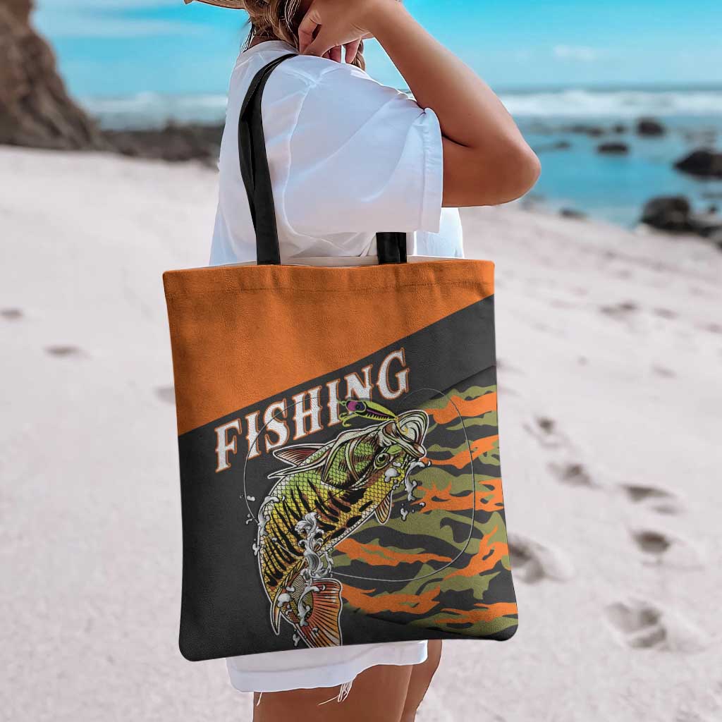 Bass Fishing Fisherman Tote Bag Camouflag Pattern - Wonder Print Shop