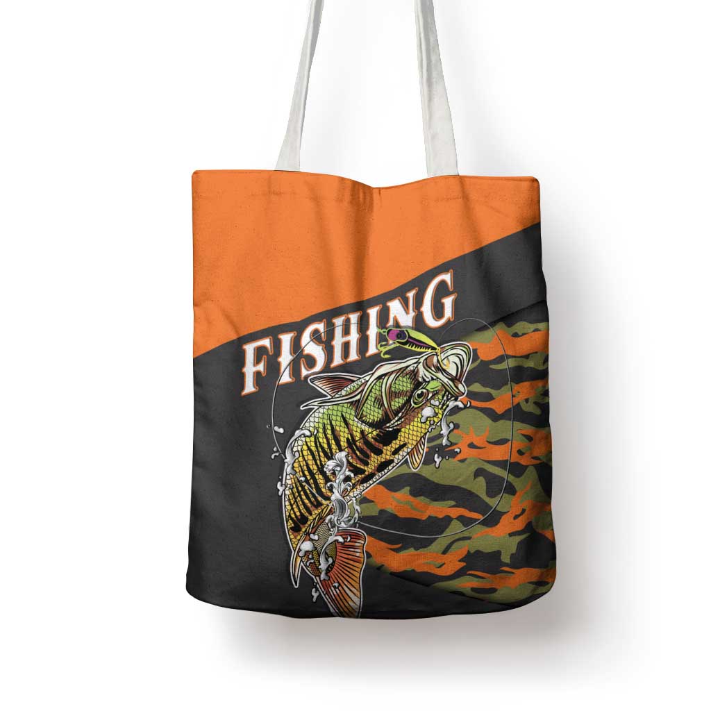 Bass Fishing Fisherman Tote Bag Camouflag Pattern - Wonder Print Shop