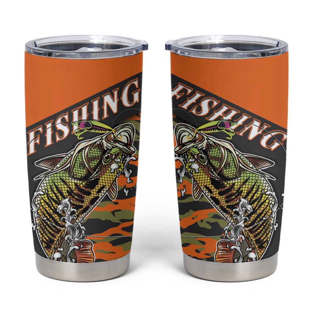 Bass Fishing Fisherman Tumbler Cup Camouflag Pattern - Wonder Print Shop