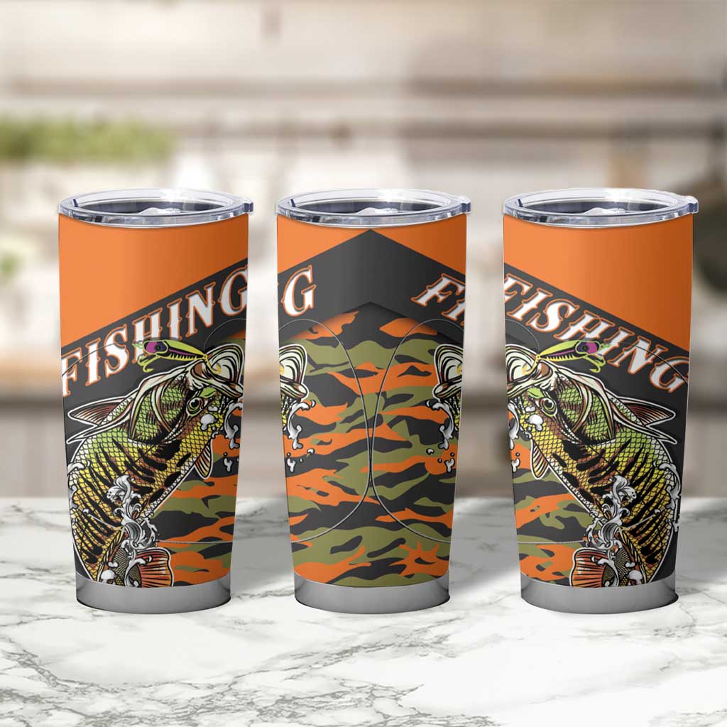 Bass Fishing Fisherman Tumbler Cup Camouflag Pattern - Wonder Print Shop