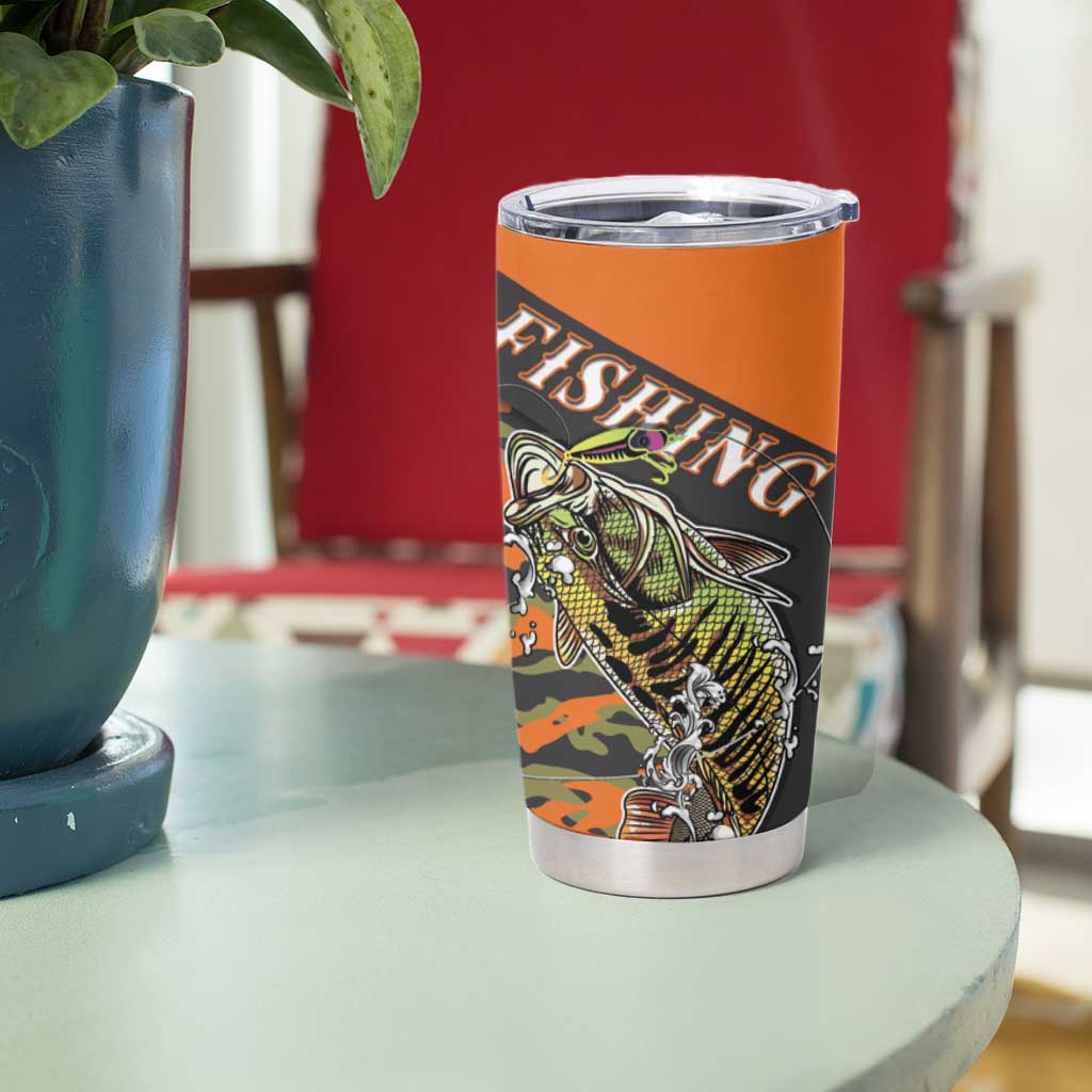 Bass Fishing Fisherman Tumbler Cup Camouflag Pattern - Wonder Print Shop