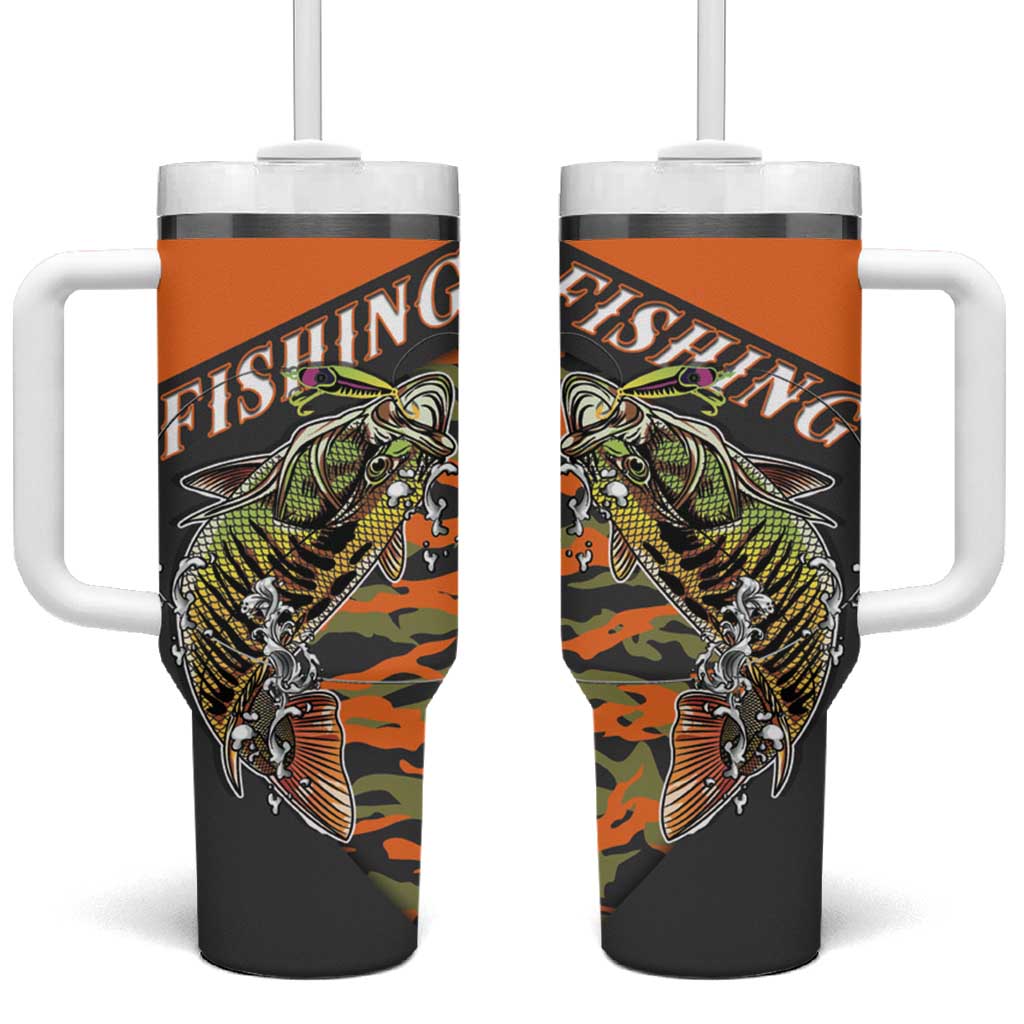 Bass Fishing Fisherman Tumbler With Handle Camouflag Pattern - Wonder Print Shop