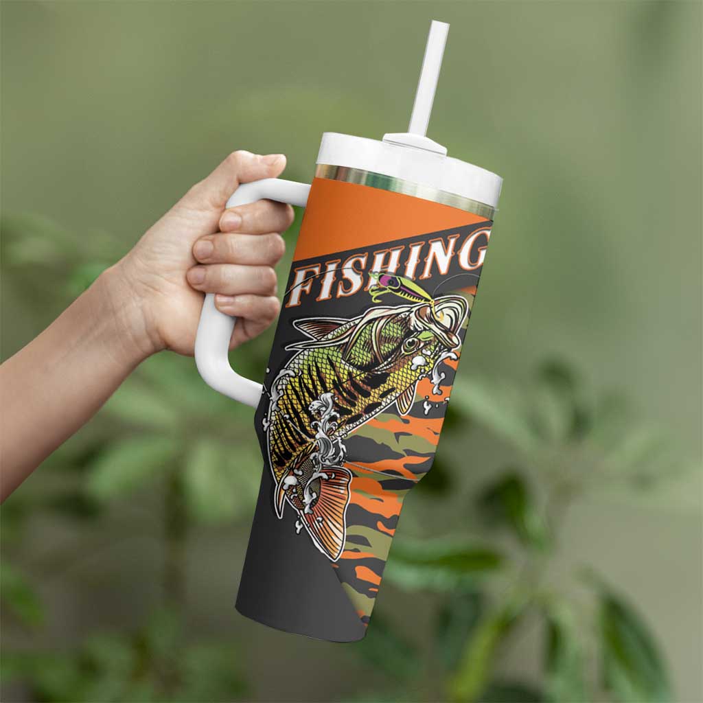 Bass Fishing Fisherman Tumbler With Handle Camouflag Pattern - Wonder Print Shop
