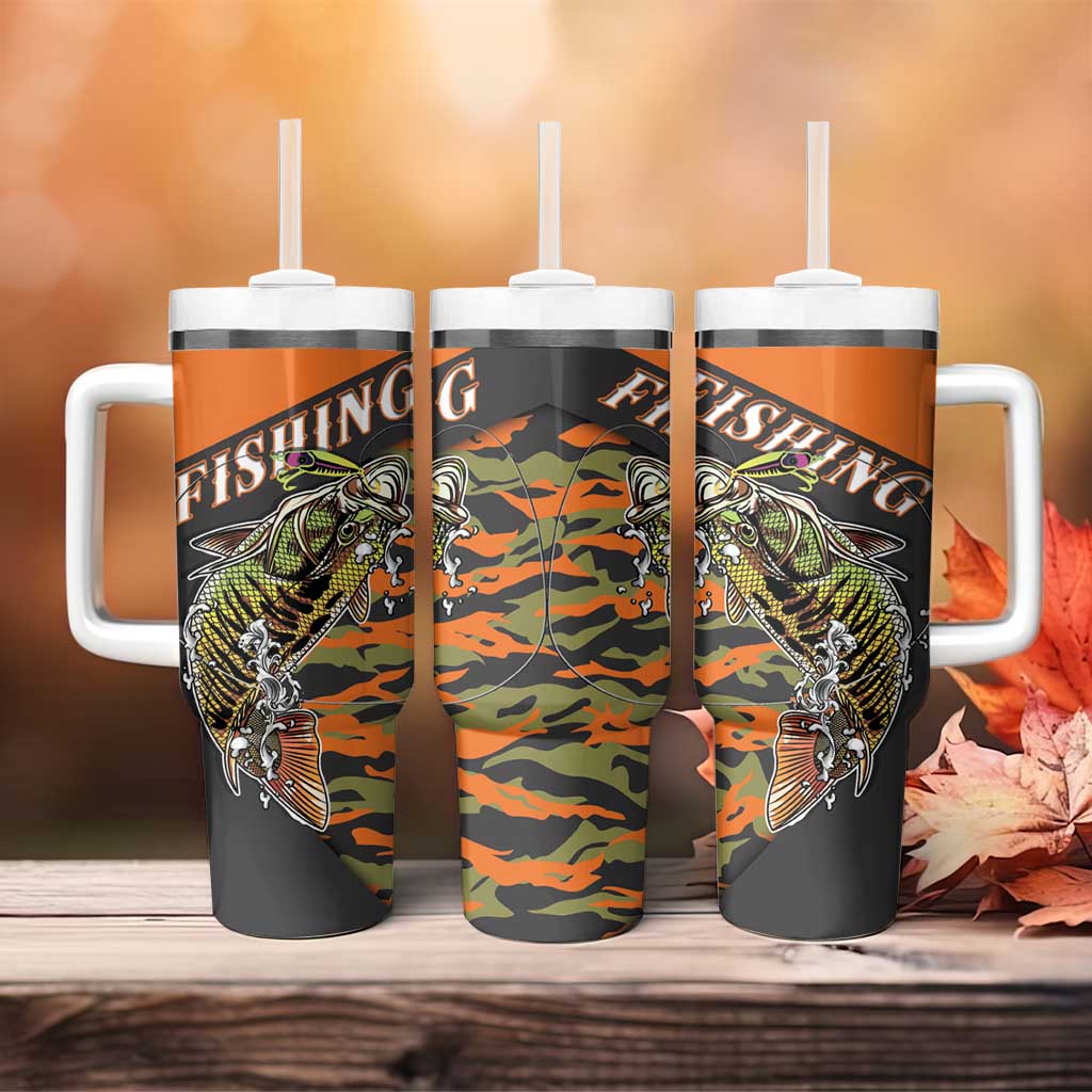 Bass Fishing Fisherman Tumbler With Handle Camouflag Pattern - Wonder Print Shop