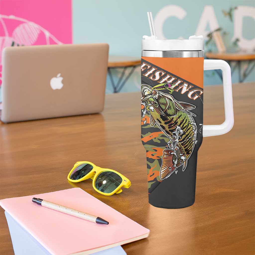 Bass Fishing Fisherman Tumbler With Handle Camouflag Pattern - Wonder Print Shop