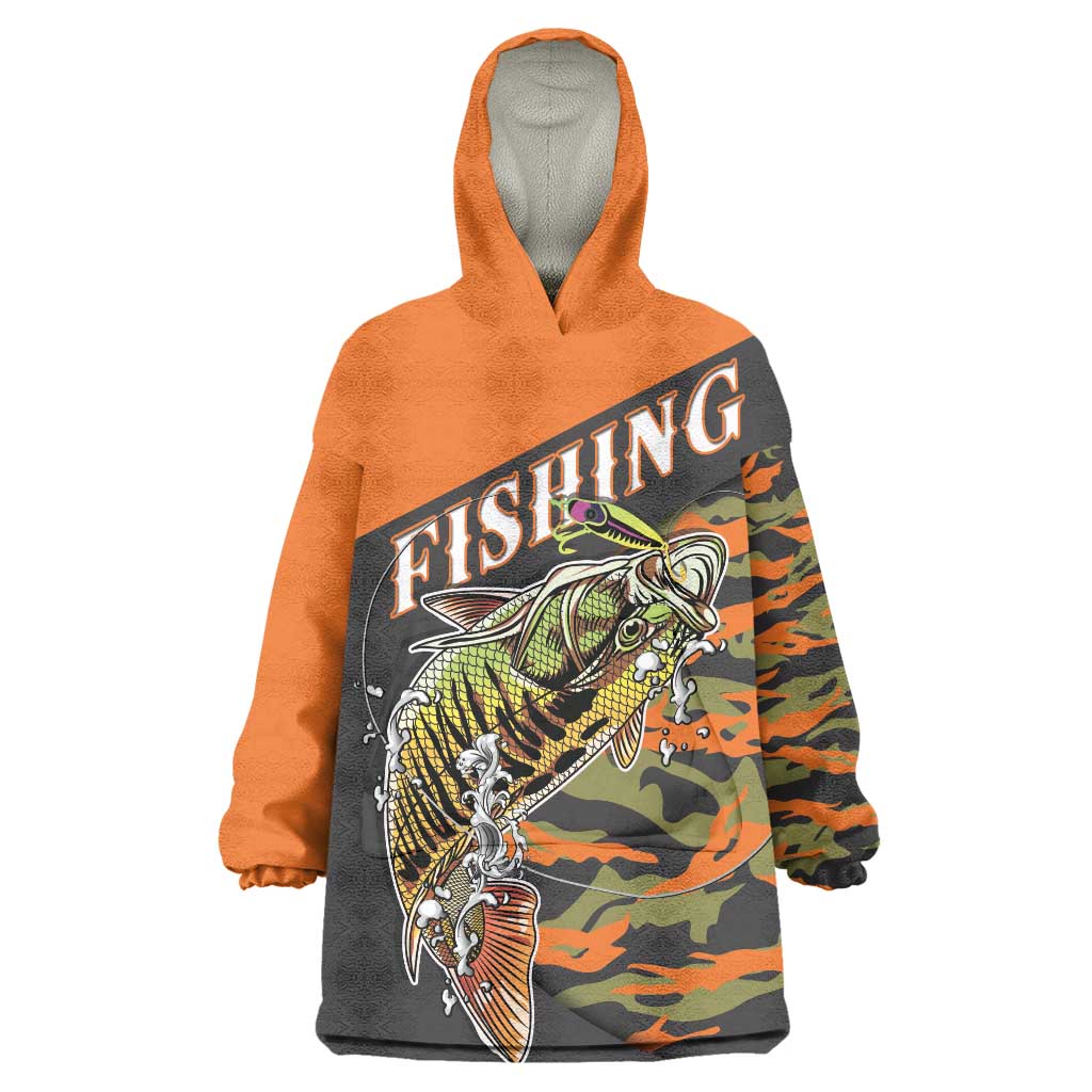 Bass Fishing Fisherman Wearable Blanket Hoodie Camouflag Pattern - Wonder Print Shop