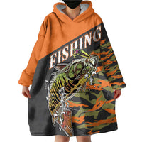 Bass Fishing Fisherman Wearable Blanket Hoodie Camouflag Pattern - Wonder Print Shop