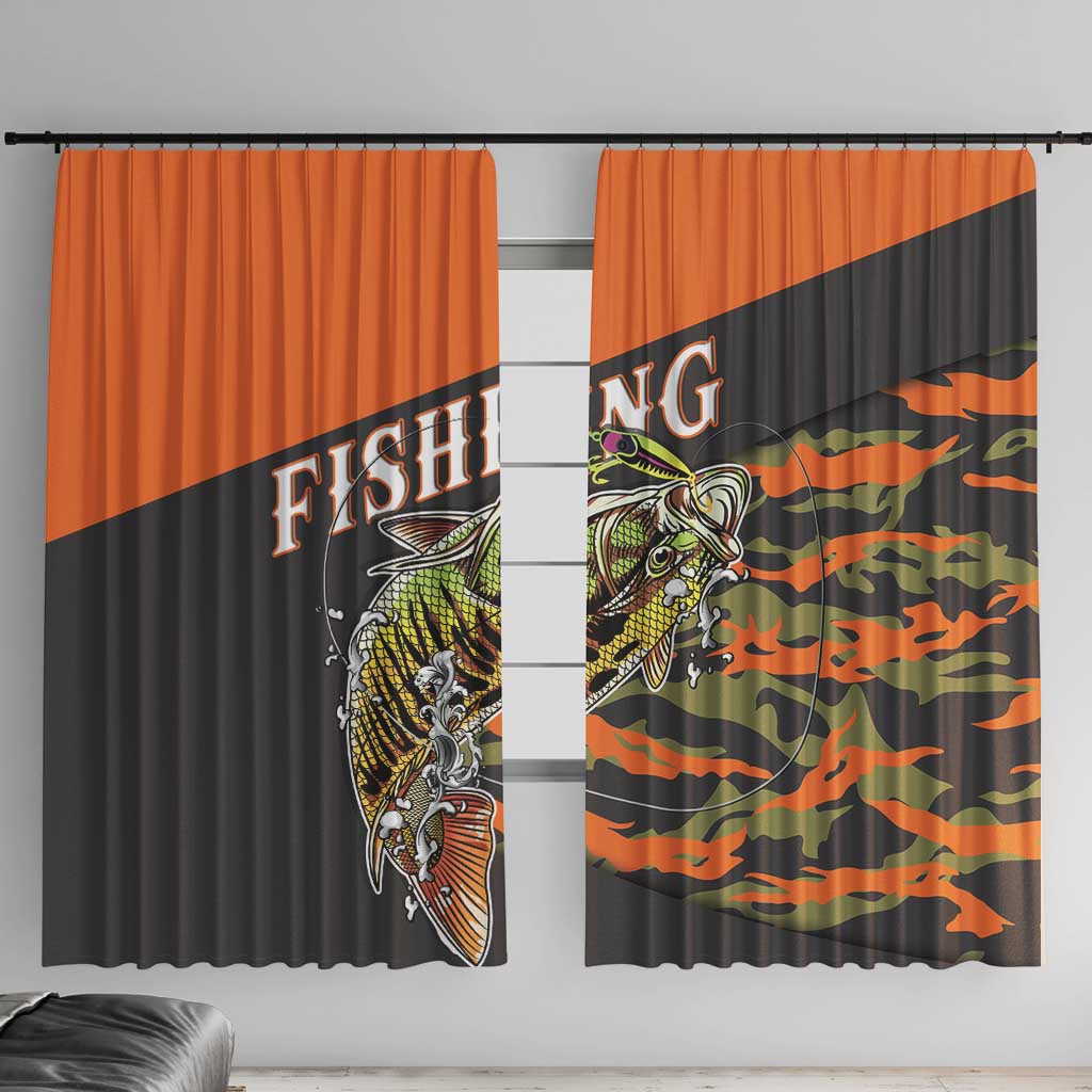 Bass Fishing Fisherman Window Curtain Camouflag Pattern - Wonder Print Shop