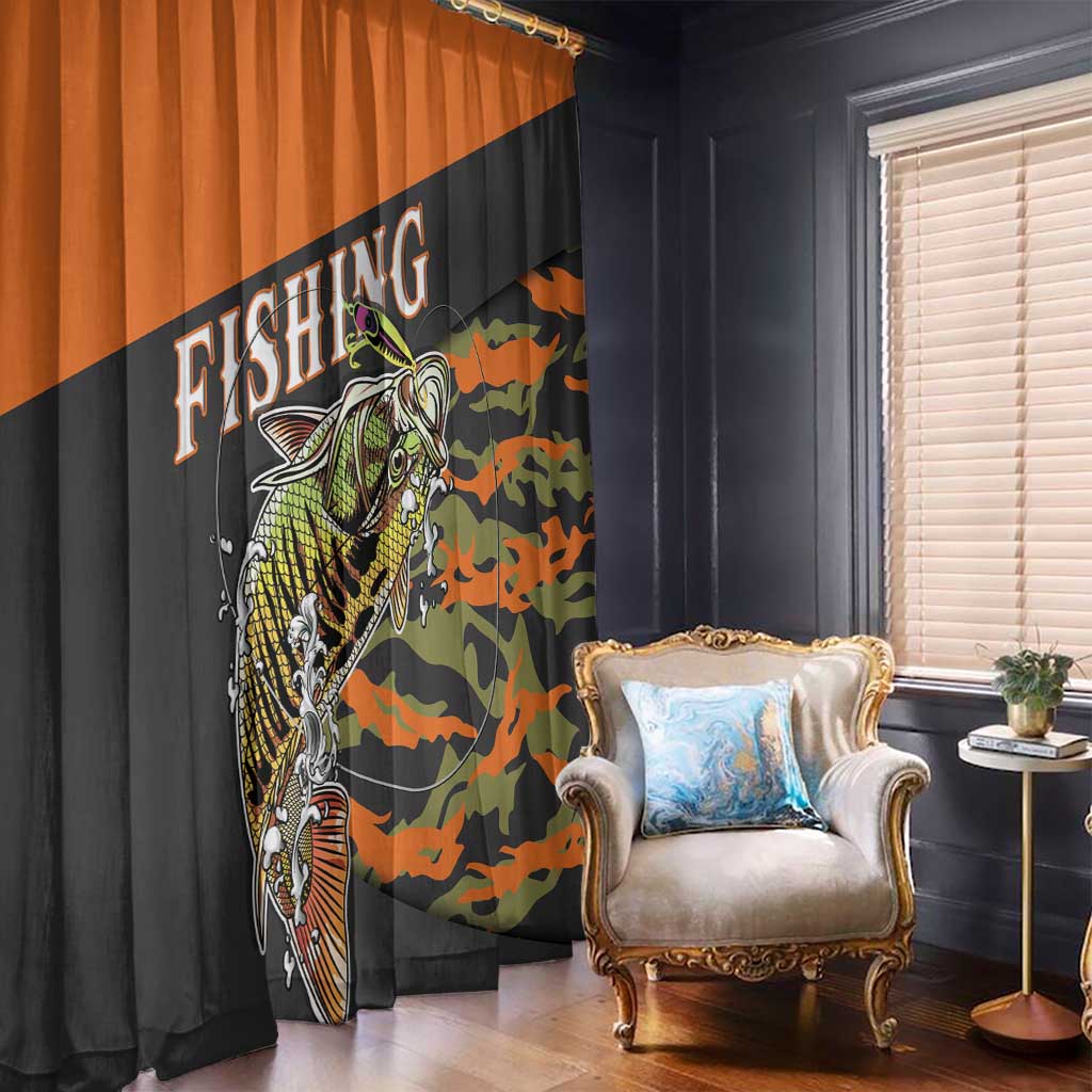 Bass Fishing Fisherman Window Curtain Camouflag Pattern - Wonder Print Shop