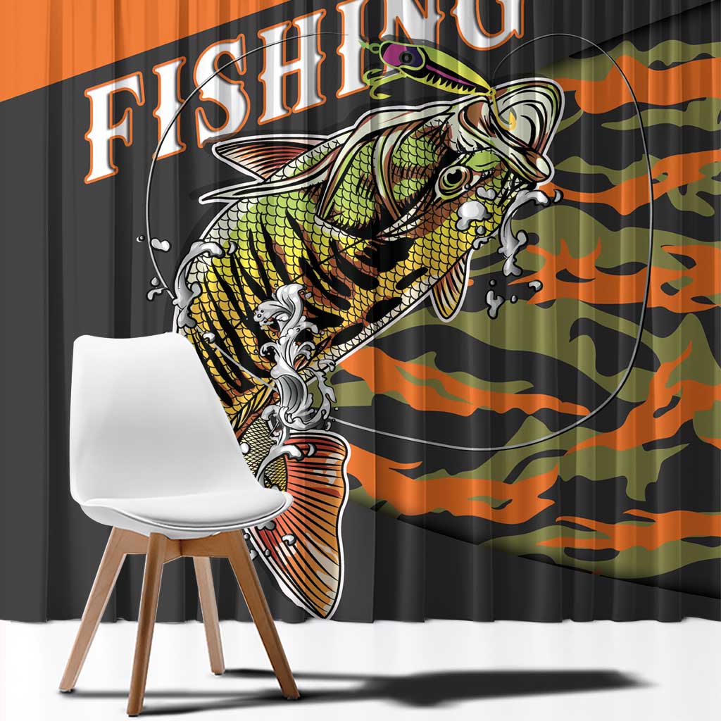 Bass Fishing Fisherman Window Curtain Camouflag Pattern - Wonder Print Shop