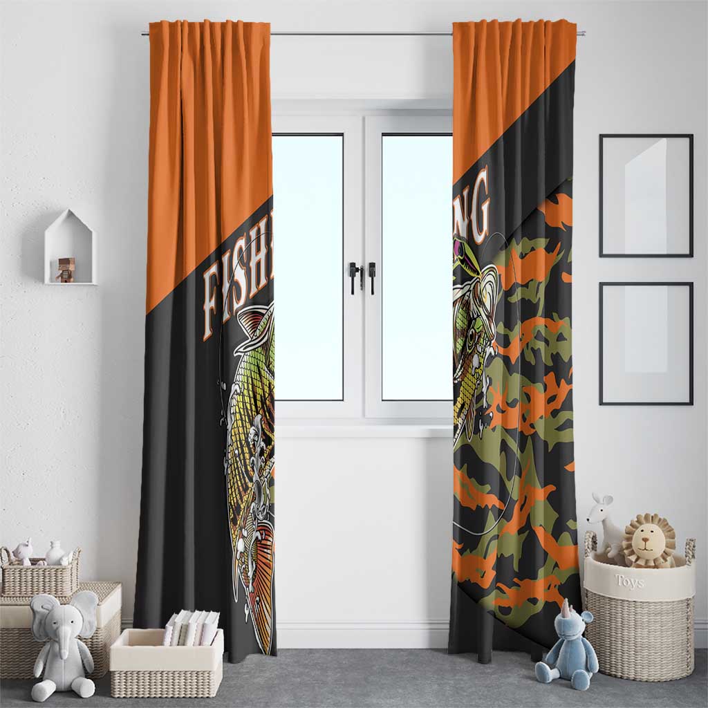 Bass Fishing Fisherman Window Curtain Camouflag Pattern - Wonder Print Shop