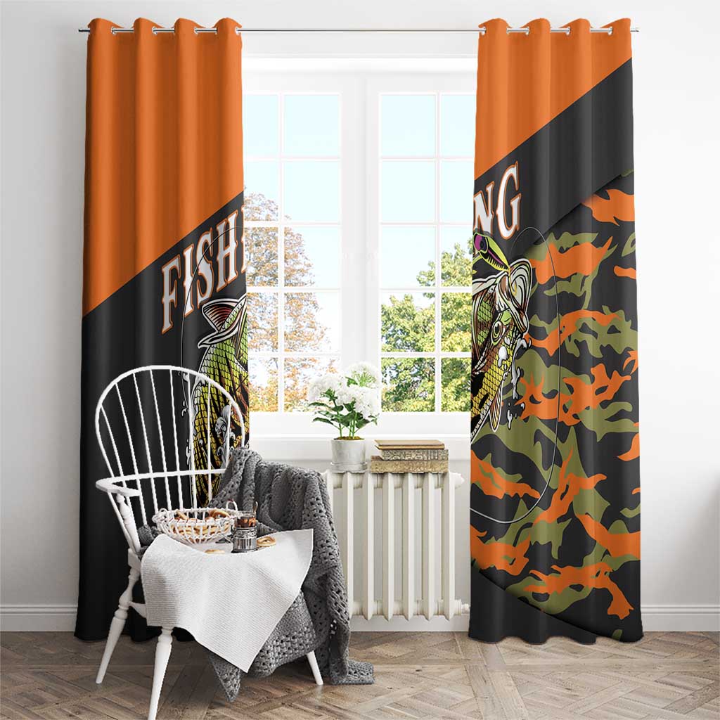 Bass Fishing Fisherman Window Curtain Camouflag Pattern - Wonder Print Shop