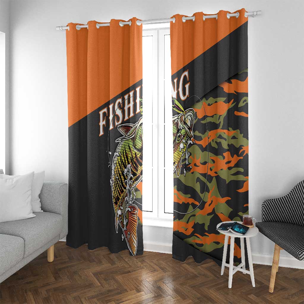 Bass Fishing Fisherman Window Curtain Camouflag Pattern - Wonder Print Shop