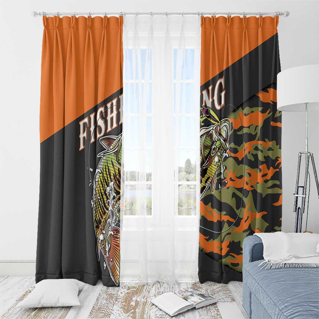 Bass Fishing Fisherman Window Curtain Camouflag Pattern - Wonder Print Shop