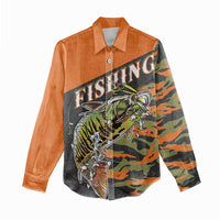 Bass Fishing Fisherman Women Casual Shirt Camouflag Pattern - Wonder Print Shop